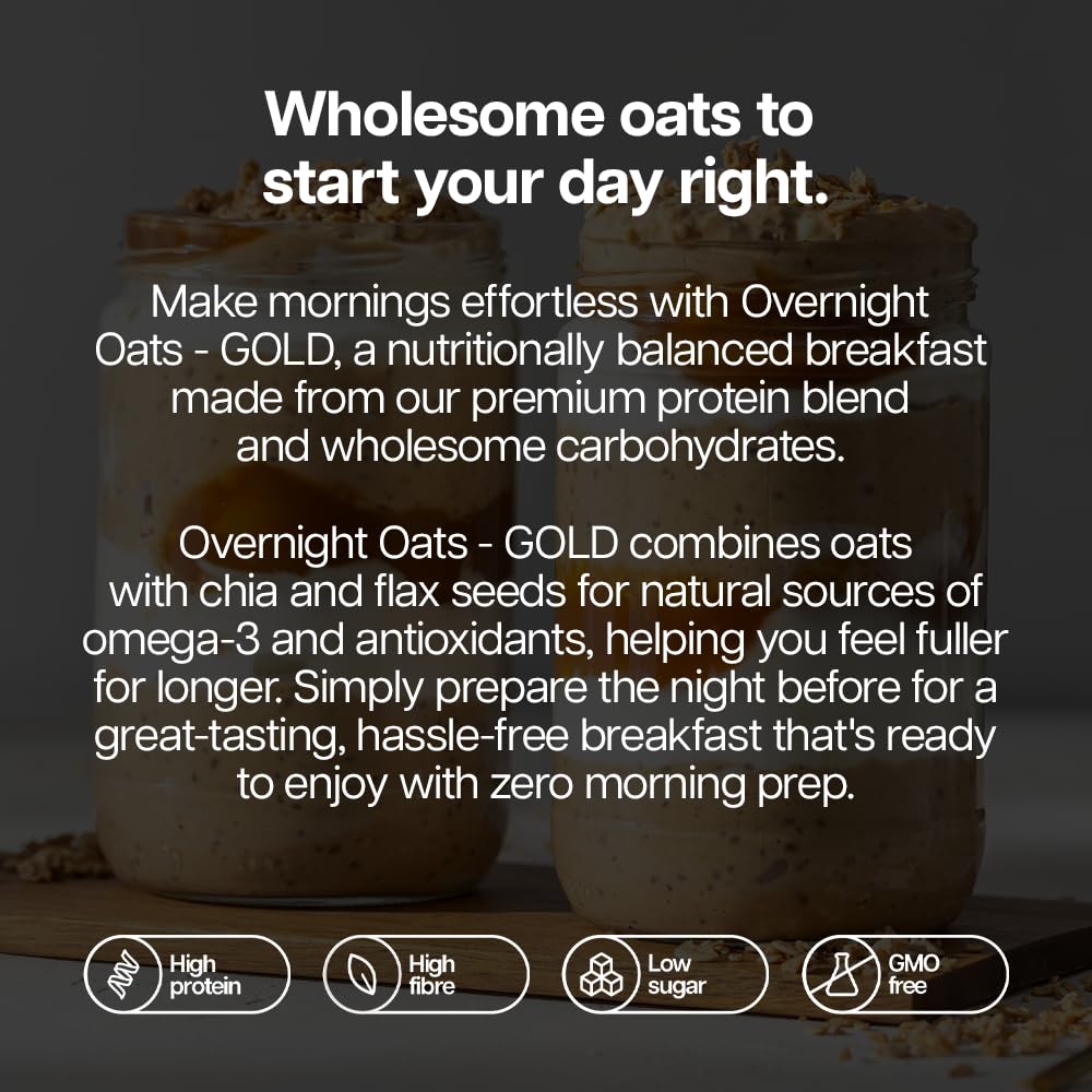 Protein Works Overnight Oats - Gold Caramel Latte Flavour 1kg - High Protein Breakfast Cereal - New - BBE 09/2027