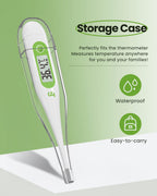 Digital Thermometer - Oral Body Temperature for Adults, Kids & Babies - Accurate, Fast, Switchable - Green - 2 Pack - Damaged Box