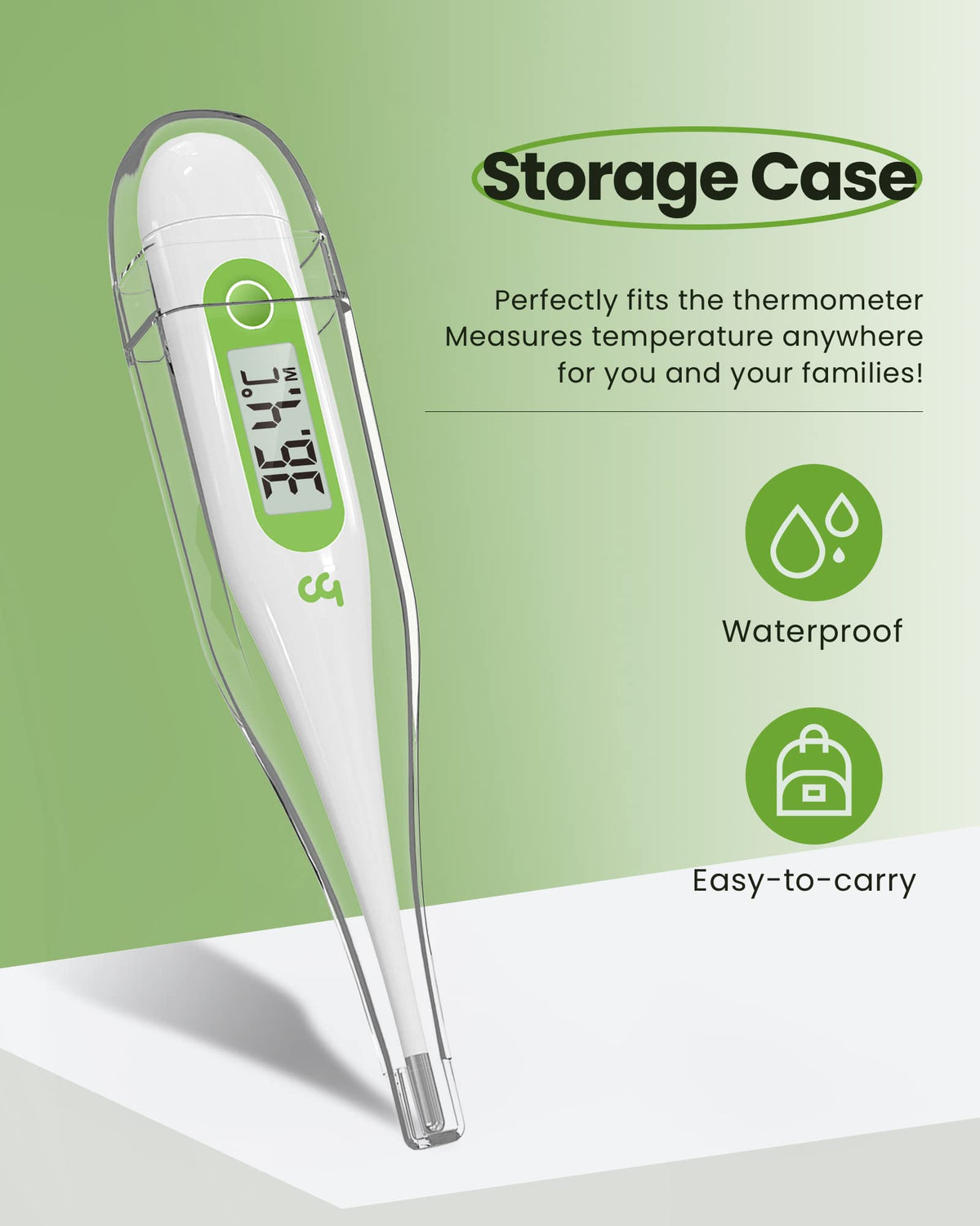 Digital Thermometer - Oral Body Temperature for Adults, Kids & Babies - Accurate, Fast, Switchable - Green - 2 Pack - Damaged Box