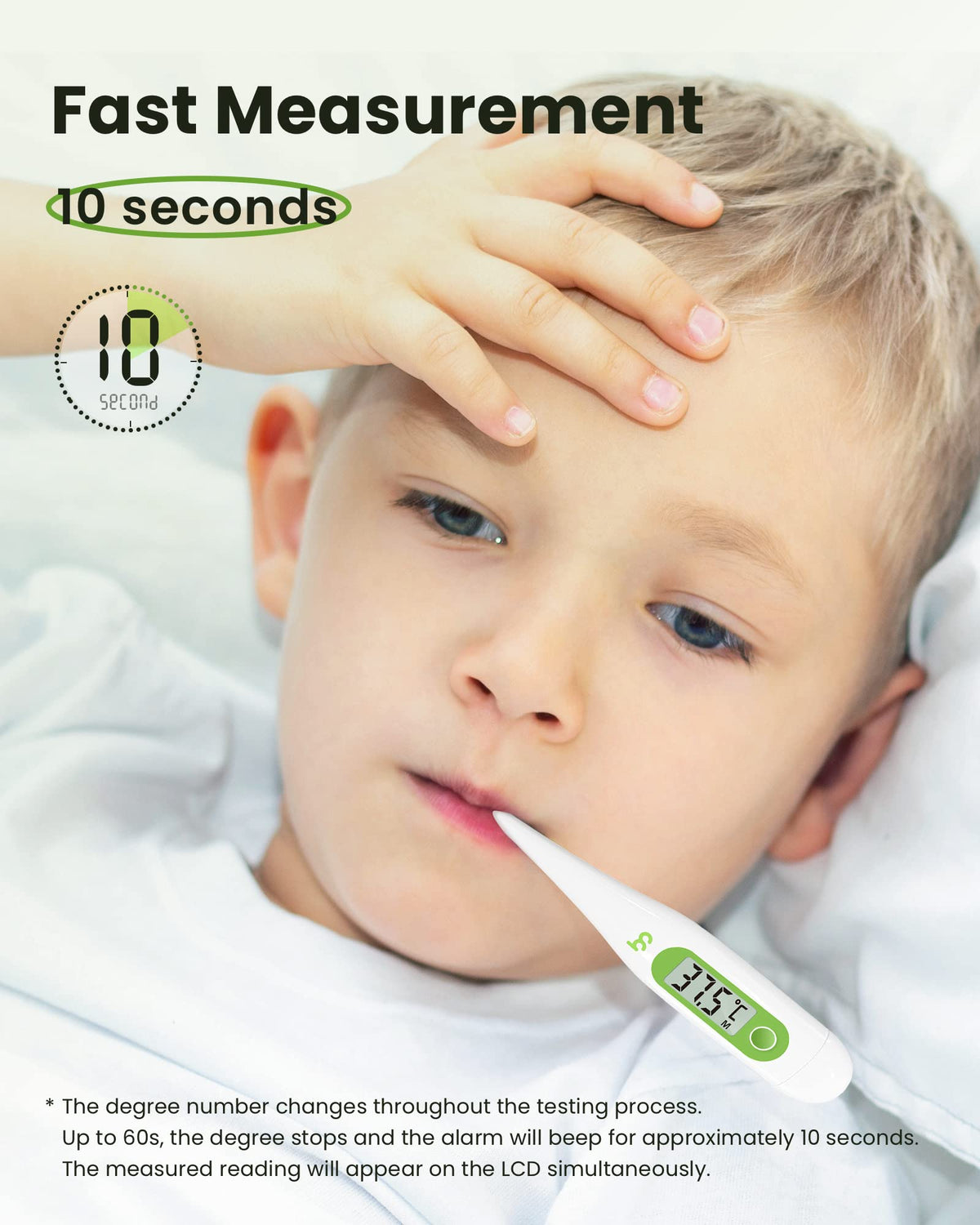 Digital Thermometer - Oral Body Temperature for Adults, Kids & Babies - Accurate, Fast, Switchable - Green - 2 Pack - Damaged Box