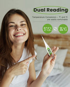 Digital Thermometer - Oral Body Temperature for Adults, Kids & Babies - Accurate, Fast, Switchable - Green - 2 Pack - Damaged Box