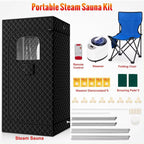 Portable Steam Sauna for Home - Personal Relaxation Spa Tent with Steamer, Remote, Folding Chair, 9 Levels - Black - Like New