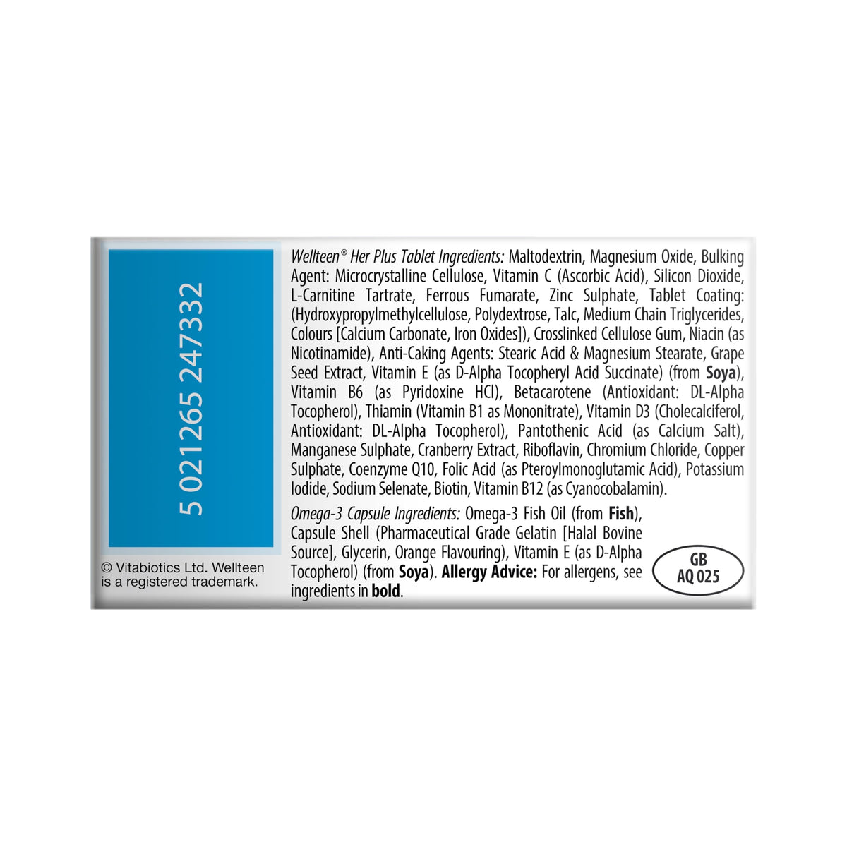 Vitabiotics Wellteen Her Plus - 56 Tablets/Capsules, 56 Count - Teen Girl Vitamins & Minerals Supplement - Damaged Box - BBE 08/2028