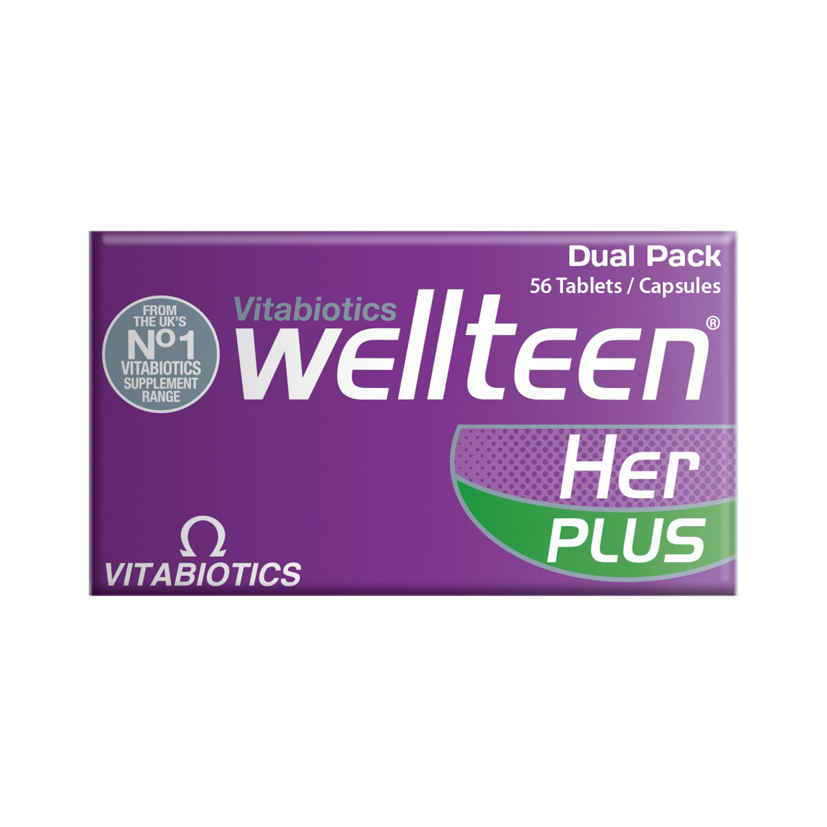Vitabiotics Wellteen Her Plus - 56 Tablets/Capsules, 56 Count - Teen Girl Vitamins & Minerals Supplement - Damaged Box - BBE 08/2028