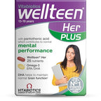 Vitabiotics Wellteen Her Plus - 56 Tablets/Capsules, 56 Count - Teen Girl Vitamins & Minerals Supplement - Damaged Box - BBE 08/2028
