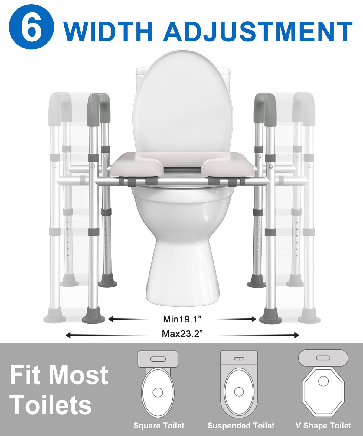 HOMLAND Raised Toilet Seat Riser with Handles - Elderly Disabled Aid - Bathroom Mobility Support - Very Good