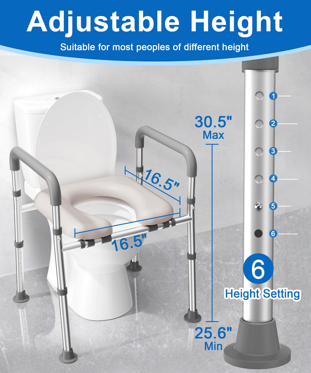 HOMLAND Raised Toilet Seat Riser with Handles - Elderly Disabled Aid - Bathroom Mobility Support - Very Good