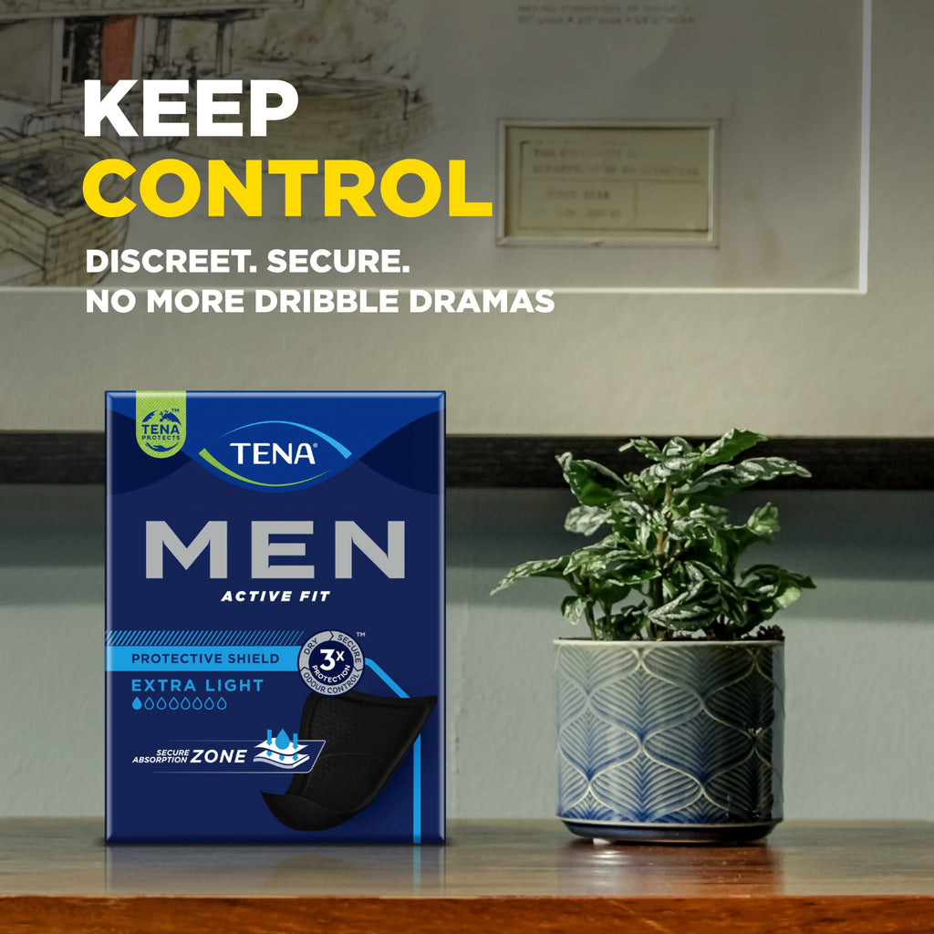 Tena Men Active Fit Absorbent Protector - Level 0 - 3 Packs of 14 - 42 Count Incontinence Pads for Men - Damaged Box