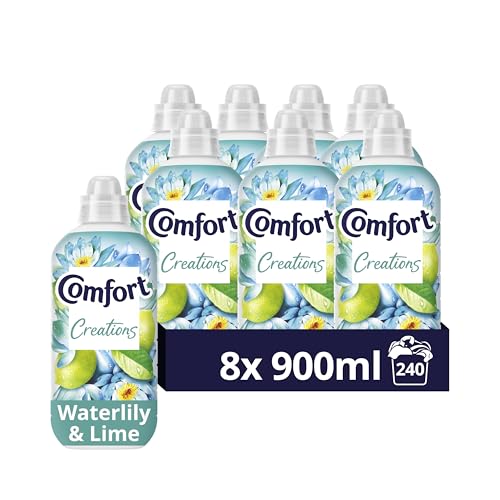 Comfort Waterlily & Lime Fabric Conditioner - 8x 900ml (240 Washes) - Stay Fresh Technology - Laundry Softener Bulk Pack - Damaged Box