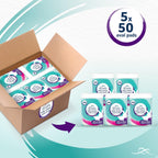 Lil-Lets Baby Cotton Wool Oval Pads - 250 Count (5x 50) - Certified Organic 100% Pure Soft Absorbent Cotton Wool - Damaged Box - BBE 06/2028