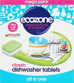 EcoZone Classic All-In-One Dishwasher Tablets - 72 Capsules - Vegan, Plant-Based, Plastic-Free, Non-Toxic Cleaning Tabs - Like New