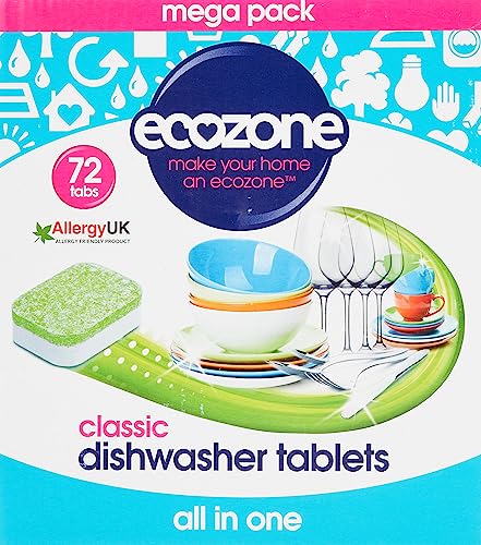 EcoZone Classic All-In-One Dishwasher Tablets - 72 Capsules - Vegan, Plant-Based, Plastic-Free, Non-Toxic Cleaning Tabs - Like New