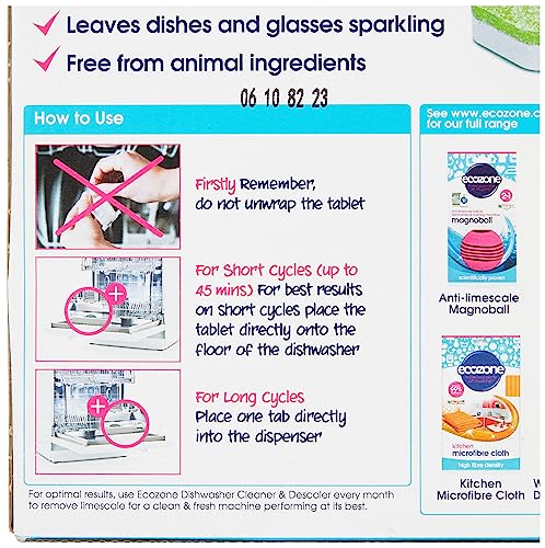 EcoZone Classic All-In-One Dishwasher Tablets - 72 Capsules - Vegan, Plant-Based, Plastic-Free, Non-Toxic Cleaning Tabs - Like New