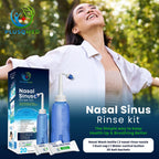 Nasal Rinse Kit - 300ml Bottle 20 Saline Packets - Neti Pot for Sinus Relief & Nasal Hygiene - PH Balanced Drug-Free - Damaged Box - BBE 12/2029