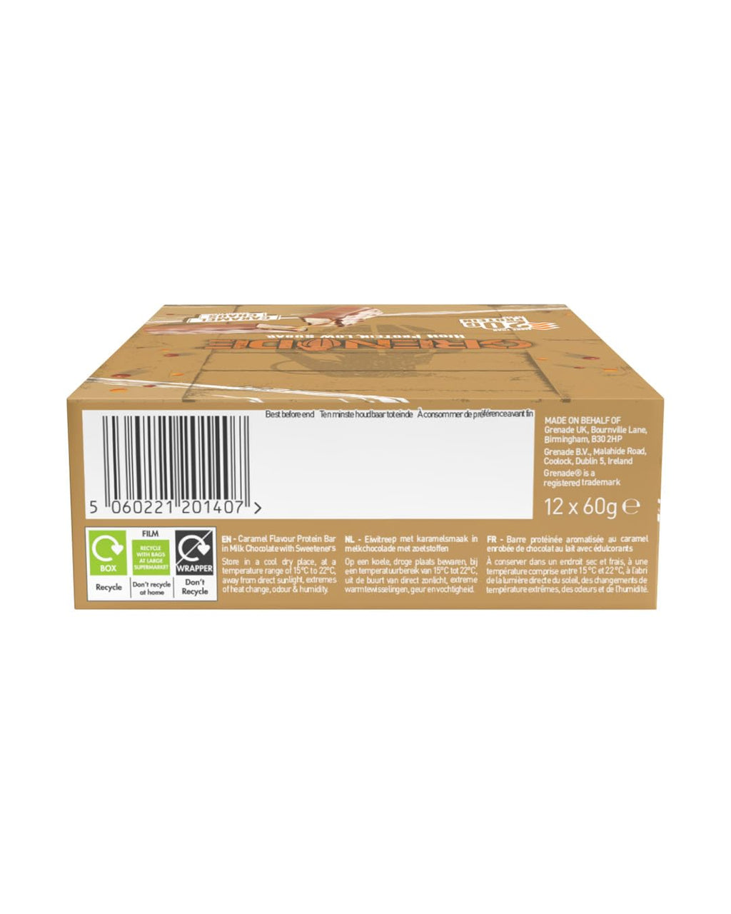Grenade Protein Bars - Caramel Chaos - 12 x 60g High Protein Snack Bar - Damaged Box - BBE 03/2027