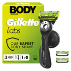 GilletteLabs Body + Intimate Razor for Men - 1 Handle, 3 Cartridges - Shaving Grooming Kit - Damaged Box