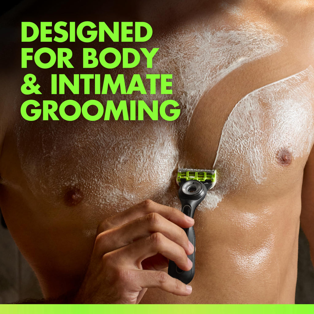 GilletteLabs Body + Intimate Razor for Men - 1 Handle, 3 Cartridges - Shaving Grooming Kit - Damaged Box