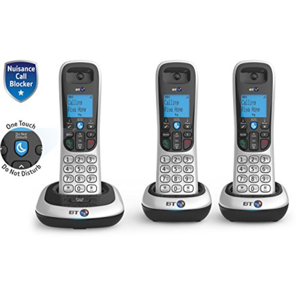 BT 2200 Nuisance Call Blocker Cordless Home Phone - Trio Handset Pack - Digital DECT Telephone System - New