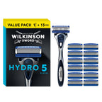 Wilkinson Sword Hydro 5 Men's Razor Handle - 13 Blade Refills - Shaving Kit - Damaged Box