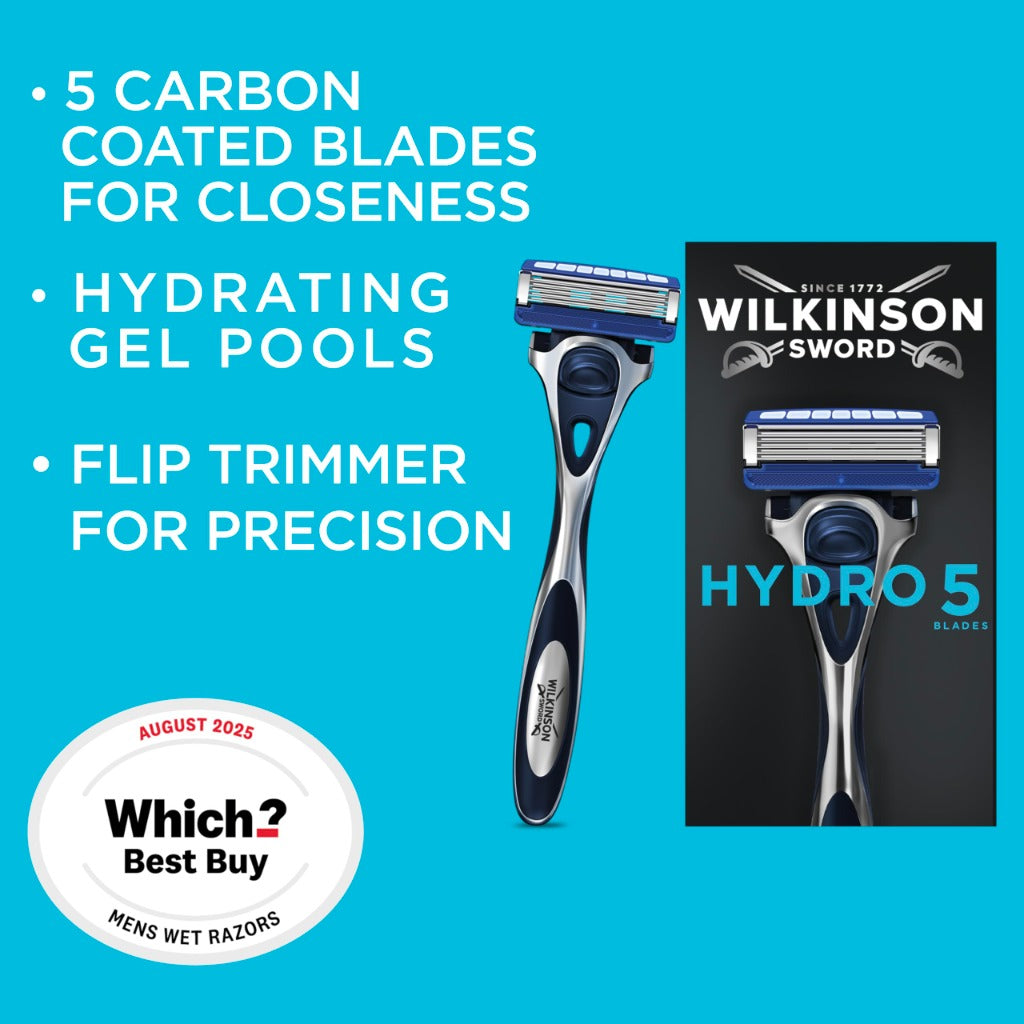 Wilkinson Sword Hydro 5 Men's Razor Handle - 13 Blade Refills - Shaving Kit - Damaged Box