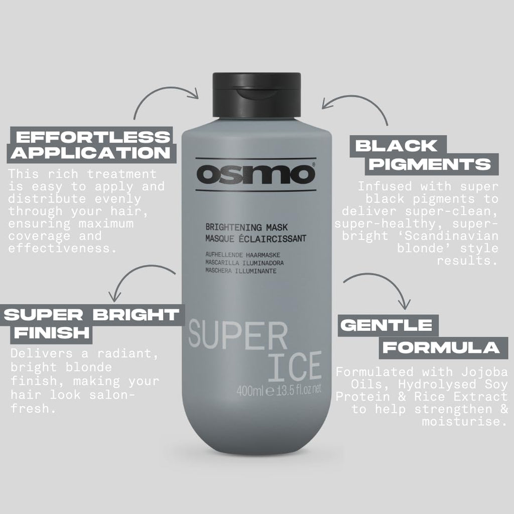 Osmo Super Ice Brightening Hair Mask - Blonde Toner - Purple Hair Treatment - 400ml - New