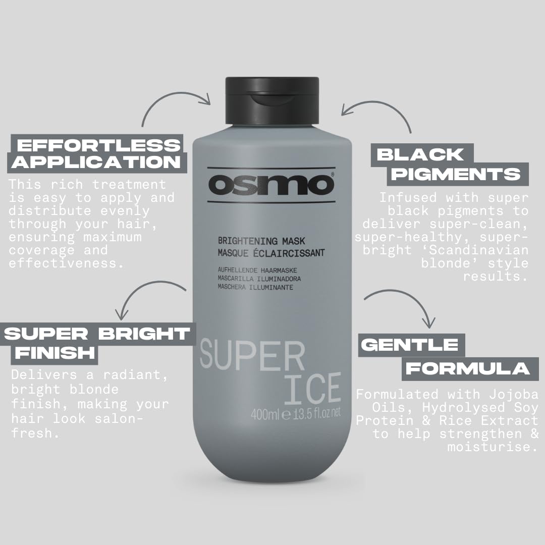 Osmo Super Ice Brightening Hair Mask - Blonde Toner - Purple Hair Treatment - 400ml - New