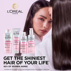 L'Oréal Paris Elvive Glycolic Gloss Shampoo Conditioner Treatment Set - 3 Piece Hair Care Kit - Damaged Box