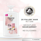 Pantene Lift'N'Volume Thickening Shampoo with Biotin - Silicone Free, 1 Litre - Fine Hair Care Volume Boost - New