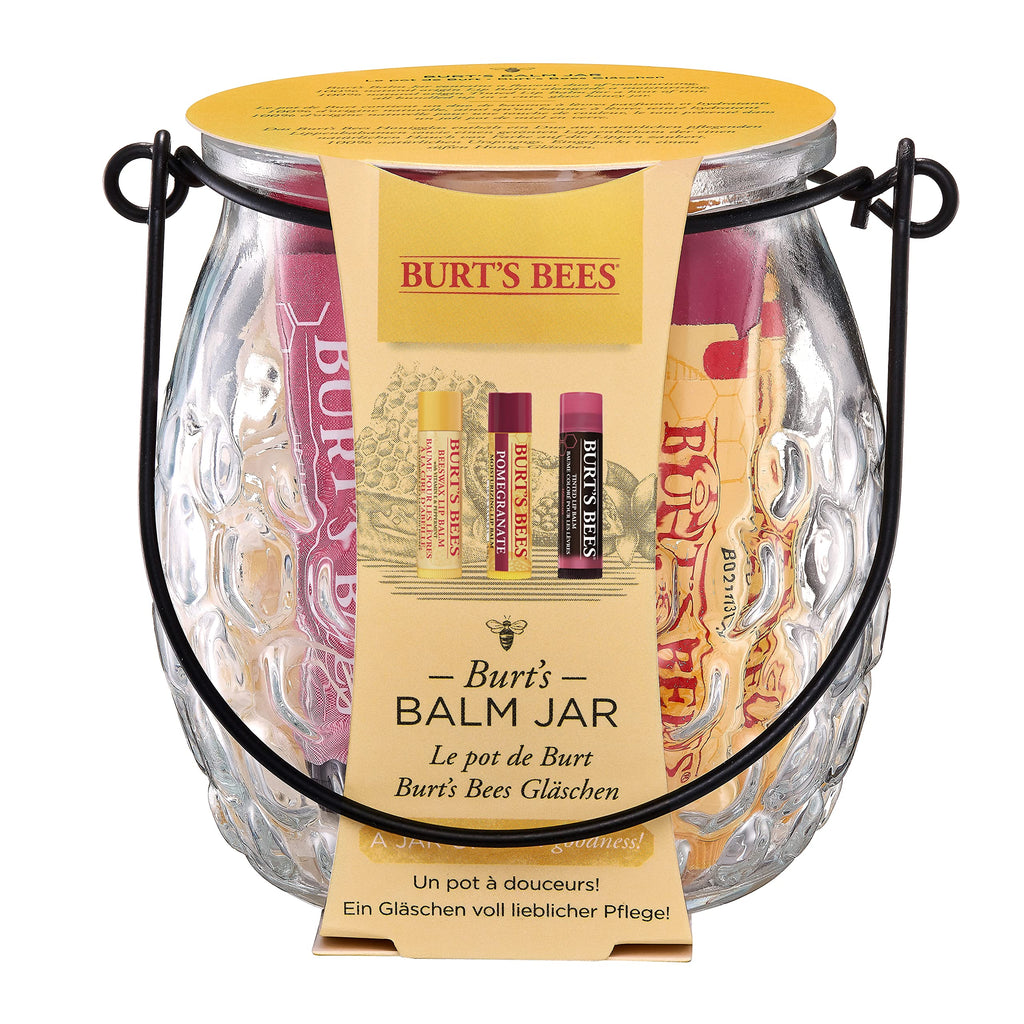 Burt's Bees Lip Balm Gift Set - Beeswax Pomegranate Hibiscus - 3 x 4.25g Tubes - Natural Moisturising Lip Care - Damaged Box
