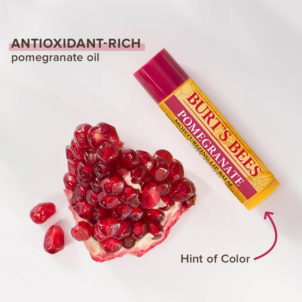 Burt's Bees Lip Balm Gift Set - Beeswax Pomegranate Hibiscus - 3 x 4.25g Tubes - Natural Moisturising Lip Care - Damaged Box