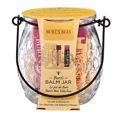 Burt's Bees Lip Balm Gift Set - Beeswax Pomegranate Hibiscus - 3 x 4.25g Tubes - Natural Moisturising Lip Care - Damaged Box