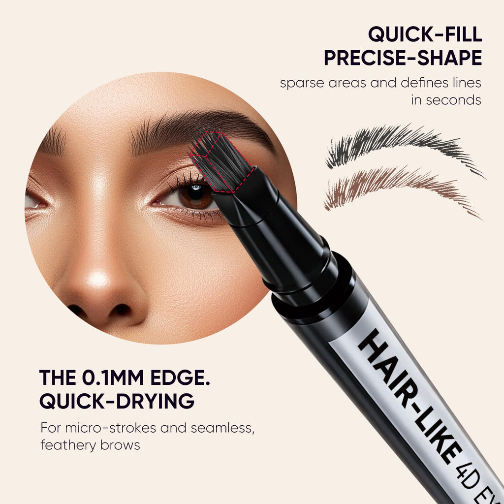 2CHILL 2-in-1 Eyebrow Pen Microblading 4D Pencil Hair-Like Tip Waterproof Long Lasting Natural Brow Makeup Dual-Ended Light Brown - Damaged Box