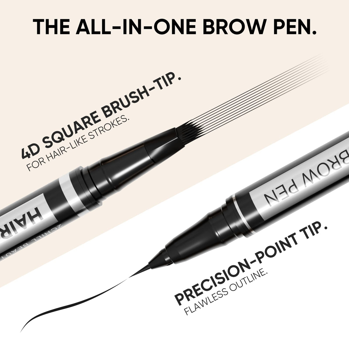 2CHILL 2-in-1 Eyebrow Pen Microblading 4D Pencil Hair-Like Tip Waterproof Long Lasting Natural Brow Makeup Dual-Ended Light Brown - Damaged Box