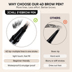 2CHILL 2-in-1 Eyebrow Pen Microblading 4D Pencil Hair-Like Tip Waterproof Long Lasting Natural Brow Makeup Dual-Ended Light Brown - Damaged Box