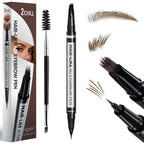 2CHILL 2-in-1 Eyebrow Pen Microblading 4D Pencil Hair-Like Tip Waterproof Long Lasting Natural Brow Makeup Dual-Ended Light Brown - Damaged Box
