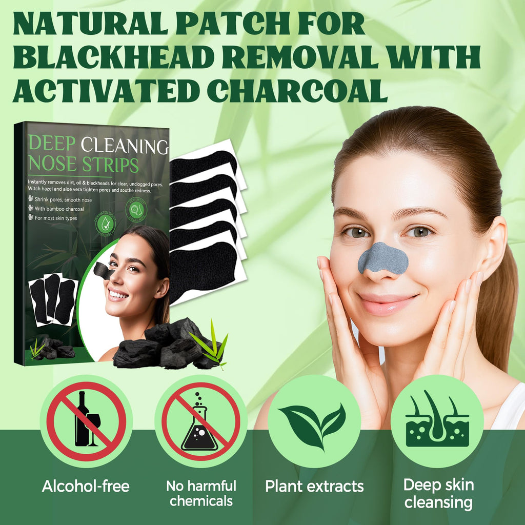 HuakChai Blackhead Remover Strips - 24 PCS Charcoal Nose Pore Strips - Deep Cleansing Face Skincare for Men & Women - New
