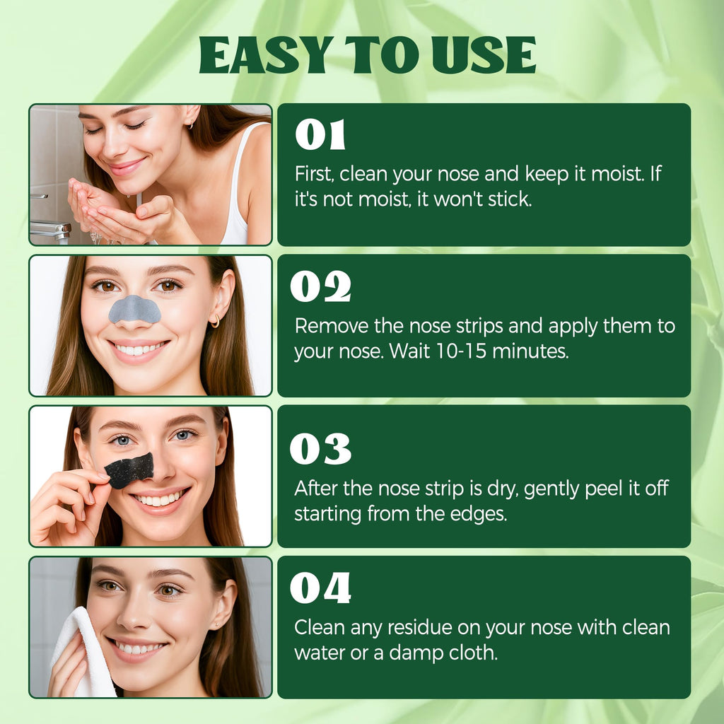 HuakChai Blackhead Remover Strips - 24 PCS Charcoal Nose Pore Strips - Deep Cleansing Face Skincare for Men & Women - New