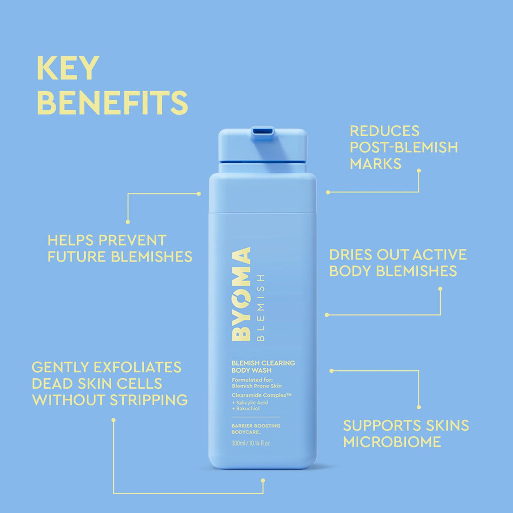 BYOMA Blemish Clearing Body Wash - Acne-Prone Skin Formula 300ml - Skincare Cleanser - Damaged Box