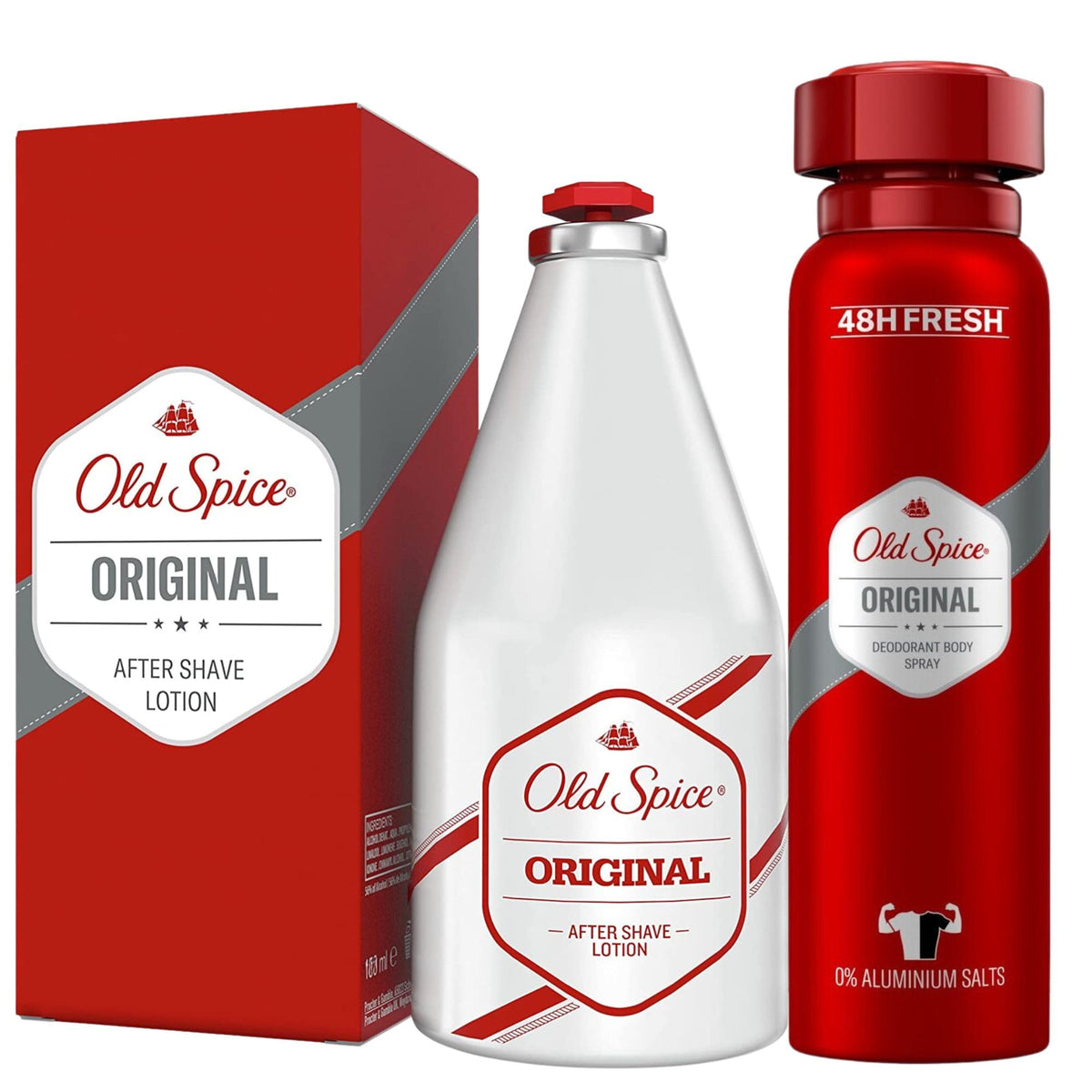 Old Spice Original Men's Gift Set Bundle - Aftershave Lotion 100ml & Deodorant Spray 150ml - Male Grooming Kit - Damaged Box