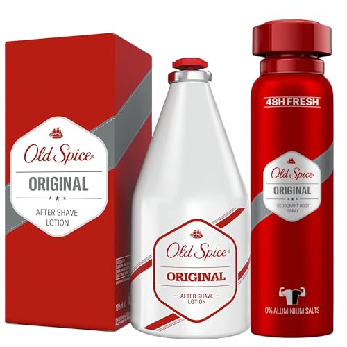 Old Spice Original Men's Gift Set Bundle - Aftershave Lotion 100ml & Deodorant Spray 150ml - Male Grooming Kit - Damaged Box