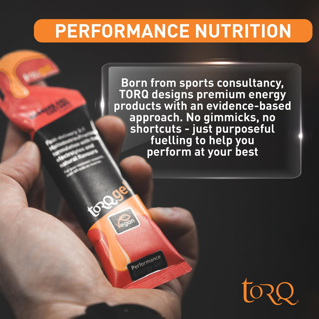 TORQ Running Gels Electrolytes - Orange Banana 15 Pack - 2:1 Maltodextrin Fructose Energy for Endurance Sports Cycling - Damaged Box - BBE 01/2029
