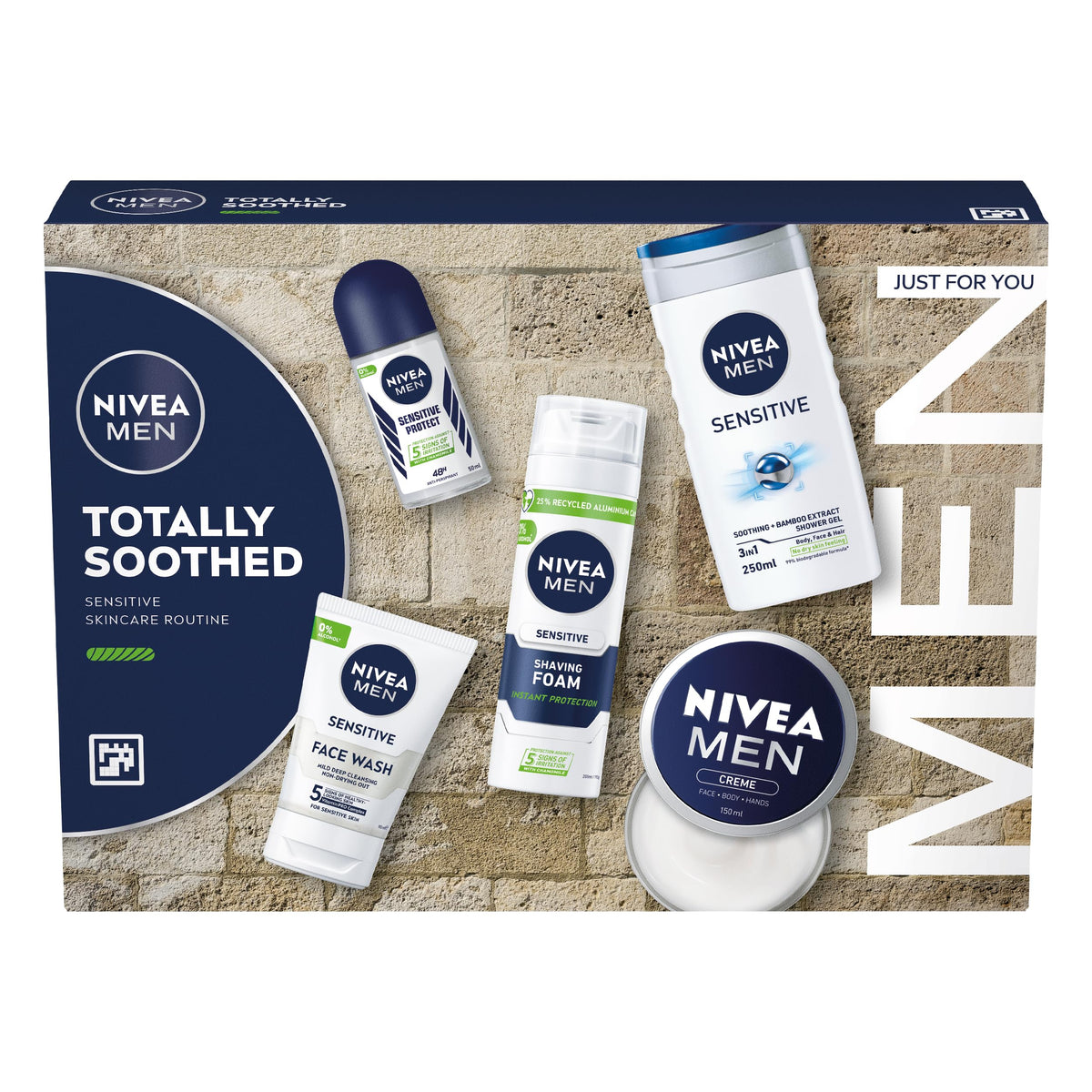 NIVEA MEN Totally Soothed Gift Set - 5 Piece Skincare Set with Shaving Foam, Shower Gel, Anti-Perspirant, Face Wash & Creme - Damaged Box