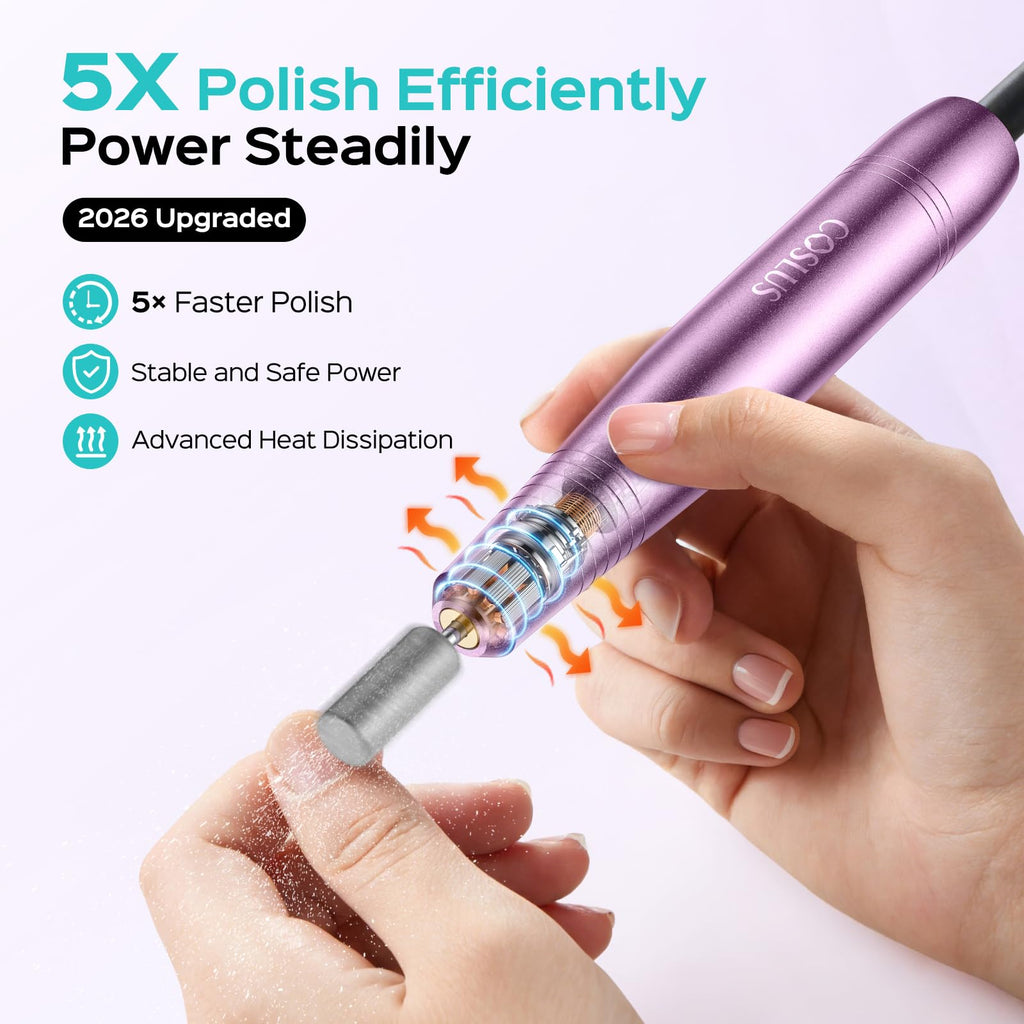COSLUS C40 Electric Nail Drill Professional - Precise Dial Speed Control - Manicure Pedicure Tool - Nail File Machine - Damaged Box
