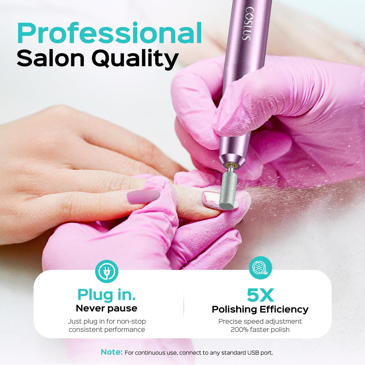 COSLUS C40 Electric Nail Drill Professional - Precise Dial Speed Control - Manicure Pedicure Tool - Nail File Machine - Damaged Box