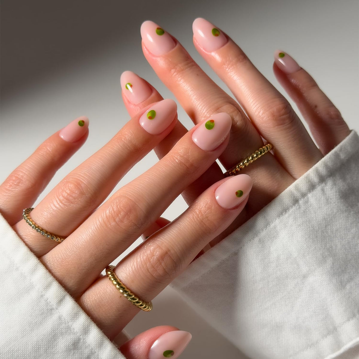 Glamnetic Press On Nails - Tipsy Olive Short Oval Glossy Fake Nails - 30 Pc Full Kit - Damaged Box