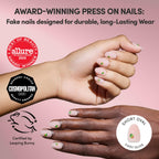 Glamnetic Press On Nails - Tipsy Olive Short Oval Glossy Fake Nails - 30 Pc Full Kit - Damaged Box