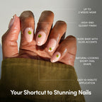 Glamnetic Press On Nails - Tipsy Olive Short Oval Glossy Fake Nails - 30 Pc Full Kit - Damaged Box