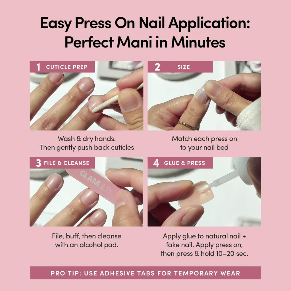 Glamnetic Press On Nails - Tipsy Olive Short Oval Glossy Fake Nails - 30 Pc Full Kit - Damaged Box