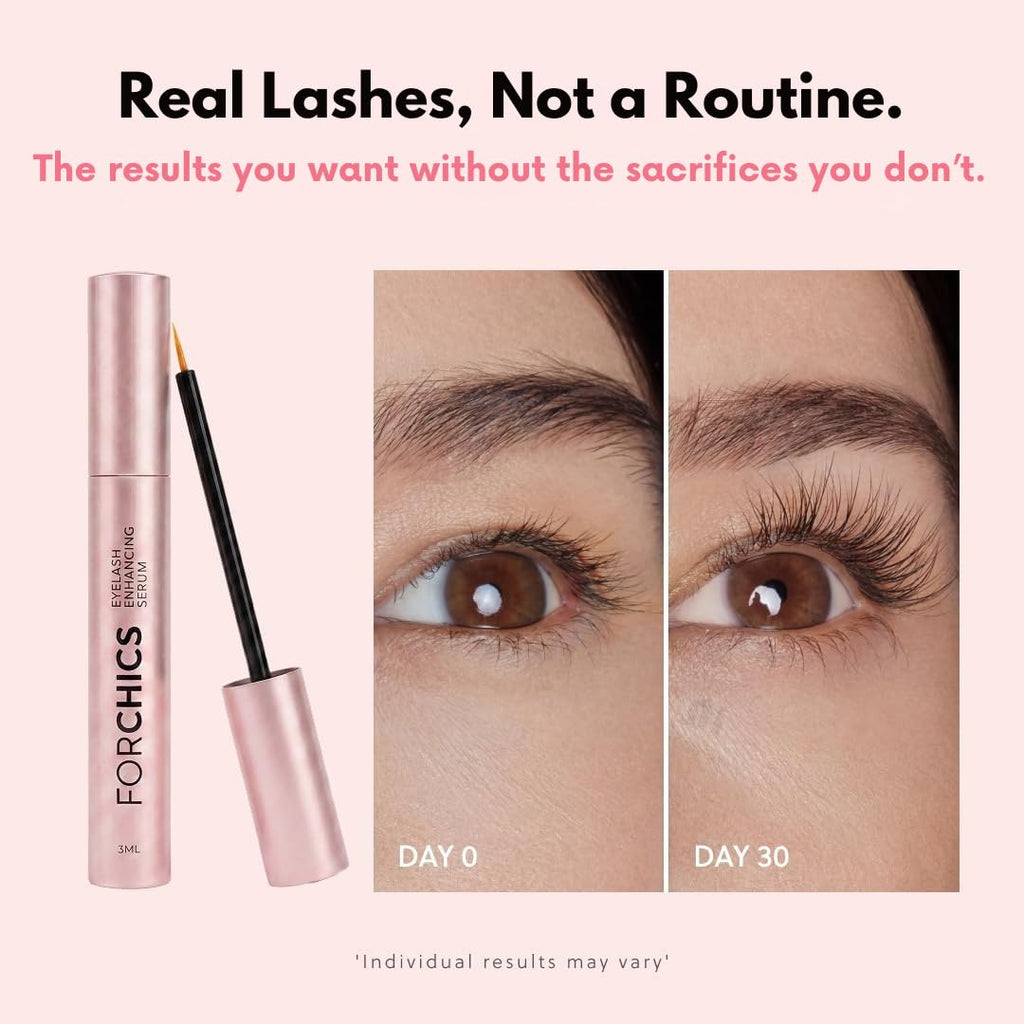 ForChics Eyelash Growth Serum - Lash & Brow Enhancer - Prostaglandin-Free Vegan Hormone-Free 3ml - New