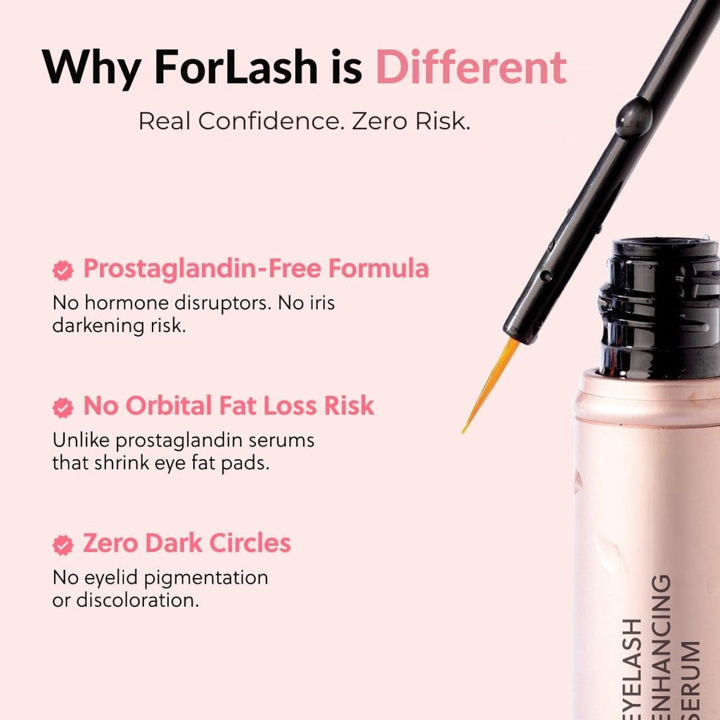 ForChics Eyelash Growth Serum - Lash & Brow Enhancer - Prostaglandin-Free Vegan Hormone-Free 3ml - New
